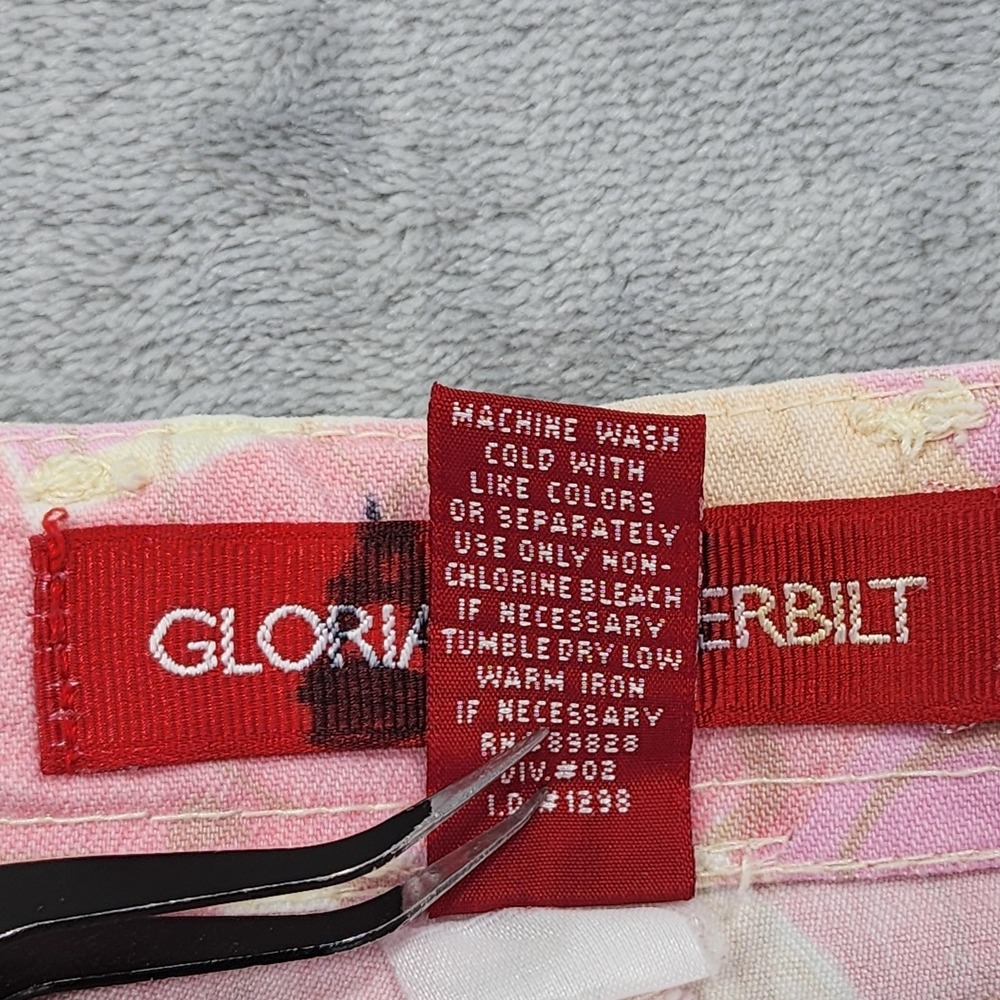 Vintage Gloria Vanderbilt Pants Womens 12 Pink Floral Twill Capri Crop Stretch - Picture 5 of 10